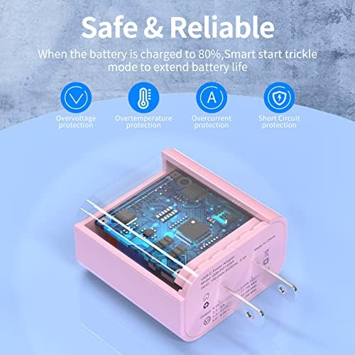 3-Pack Apple MFi Certified 20 W PD USB-C Fast Charger with 6 FT Cables – Premium Charging Solution for i Phone 14, 13, 12, and 11 Models – Rapid Charge Up to 50% in 30 Minutes – Enhanced Durability and Safety Features for Home and Travel Use – Optimal Compatibility with i Phone Pro Series and XS Models