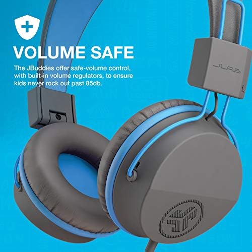 Experience Superior Sound with JLab JBuddies Studio On-Ear Kids Headphones – Safe Volume Limiter, Adjustable & Folding Design, Noise Isolation, Built-in Mic for Toddler Audio Enjoyment (Graphite/Blue) – Perfect for Home, School, and Travel
