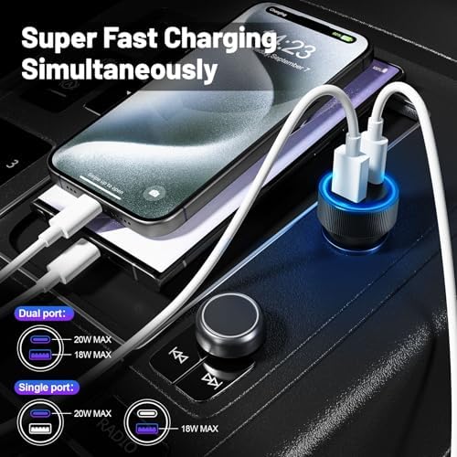 Ancekoy 38 W Dual Ports Car Charger – 5-Pack USB Cigarette Lighter Adapter with PD3.0 & QC3.0 Fast Charging for i Phone 16 Pro Max, Galaxy S25 Ultra, i Pad & More – Ultimate Compatibility & Travel Convenience