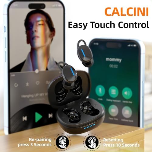 IPX8 Waterproof Wireless Earbuds with Touch Control – Bluetooth 5.3 Headphones for Sports & Workouts, Deep Bass Sound, Ergonomic Fit, and 30-Hour Playtime for Ultimate Audio Enjoyment and Active Lifestyle
