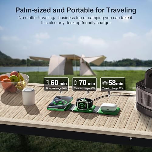 UCOMX Foldable 3-in-1 Wireless Charging Station: Ultimate Travel Charger for i Phone 12-16 Pro Max, Apple Watch Series 3-Ultra, and Air Pods Pro – Rapid Nano Technology for Fast, Safe Charging & Clutter-Free Convenience