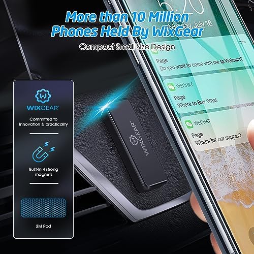 Wix Gear Ultra-Strong Magnetic Phone Car Mount – Universal Dashboard Holder for Smartphones & Mini Tablets | 10 Powerful Magnets for Secure Grip & Hands-Free Convenience | Sleek Adhesive Design with 360-Degree Rotation for Optimal Viewing