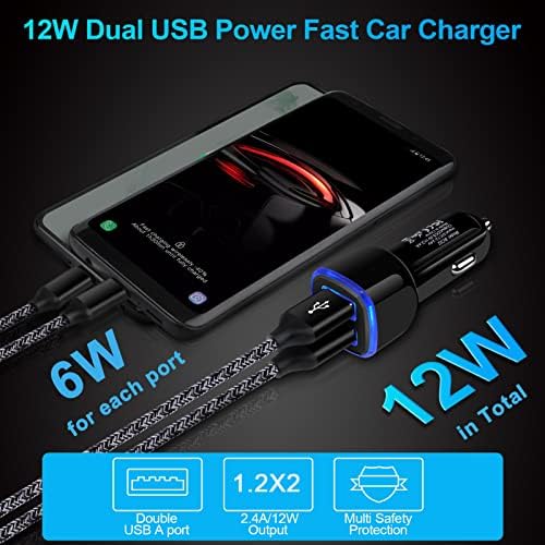 6 Pack High-Speed Dual Port USB Lighter Plug Adapter for Cars – Universal 12 V USB Charger Compatible with i Phone 15 to 6, i Pad and Samsung Galaxy S Series – Rapid Charge Your Devices on the Go with Safety Features and Compact Design