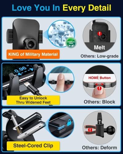 VANMASS 2024 Enhanced Universal Phone Holder – Super Suction Cup Mount for Car Dashboard, Window & Vent – Securely Fits i Phone 15 Pro Max, 14, 13 & More – Hands-Free Vehicle Cradle with 360-Degree Rotation – Sleek Blue Design for Ultimate Convenience and Safety