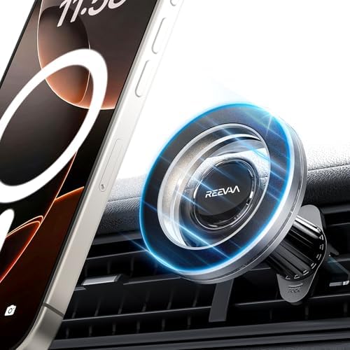 REEVAA Mag Safe Car Mount – Premium Magnetic Phone Holder with Unmatched Magnet Strength for i Phone 16 Pro Max, 15, 14, 13, 12 Plus & Mini | 360° Adjustable Design for Optimal Viewing | Effortless Installation for Enhanced Driving Safety and Convenience