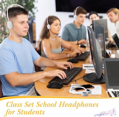 Elevate Classroom Engagement with Konohan Kids Headphones – Bulk 18-Pack Adjustable Wired Earphones for Students, Teens, and Adults, Offering Universal 3.5 mm Compatibility and Superior Sound Quality – Durable and Comfortable for All Learning Environments