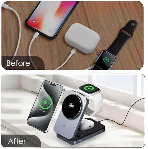 Ultimate 3-in-1 Mag Safe Qi2 Wireless Charging Station for i Phone, Apple Watch & Air Pods – Fast, Foldable & Stylish Power Hub for Modern Living