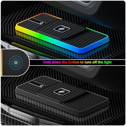 POLMXS C1-Pad Wireless Car Charger – 15 W Fast Charging Pad for i Phone 16/15/14/13/12 & Galaxy S23/S22/S21/Note10 – Advanced Heat Management & Unique Design for Bulge Cameras – Universal Qi Compatibility with Ambient Lighting Options for Personalized Drives