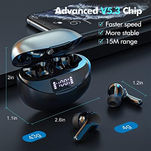 Premium Bluetooth 5.3 Wireless Earbuds – Immerse in Hi-Fi Sound with Advanced Noise-Cancelling Technology, 50-Hour Playtime, and IPX7 Waterproof Design for Ultimate Durability – Perfect for Audiophiles and Professionals Seeking Exceptional Audio Clarity and Comfort on the Go