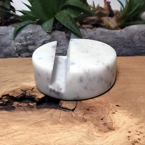 Crevasse Phone Stand Premium Carrara Marble Cell Phone Holder for Cellphone or Tablet on Your Desk, Counter, Table or Nightstand. Luxurious Solid Real Stone Phone Stand for Recording – Enhanced Compatibility and Speed