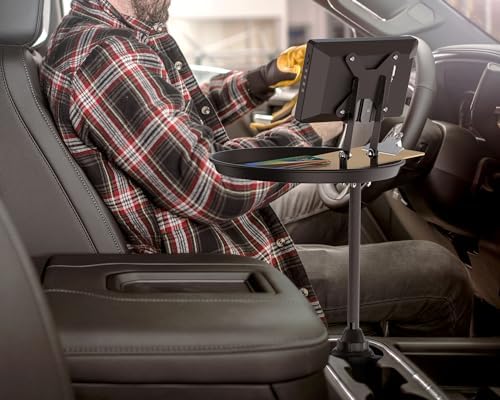 Transform Your Drive with the CTA Adjustable Vehicle Cup Holder Mount – VESA-Compatible Magnetic Tablet Holder with Splash-Proof Enclosure and Integrated Tray for 70 mm to 100 mm Cup Holders – Ultimate Convenience and Safety for On-the-Go Entertainment and Navigation