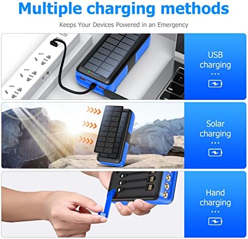 Ultimate 63200 m Ah Solar Power Bank with Hand Crank & 4 LED Flashlights – Fast Charging Emergency Battery Pack for Hiking, Camping, and Survival – Unmatched Durability and Safety Features for All Outdoor Adventures – Dual Input & Output Compatibility, Water & Drop Resistant Design for Extreme Conditions