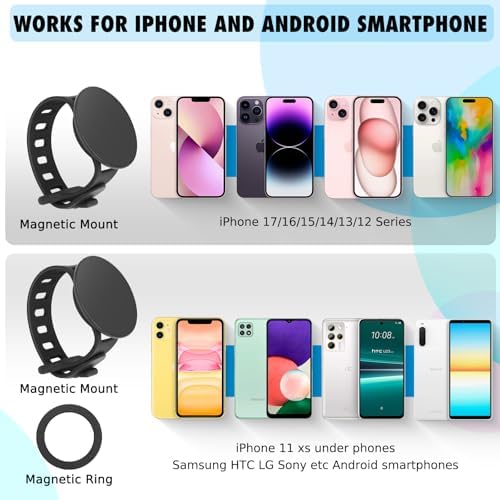 Stroller Phone Holder Steering Wheel Phone Holder Mount with Adjustable Strap,Fit for GYM, Stroller, Wrist, Shopping Cart, Exercise Bikes, Magnetic Adapter for Magsafe iPhone Android Phone Accessories – Enhanced Compatibility and Speed