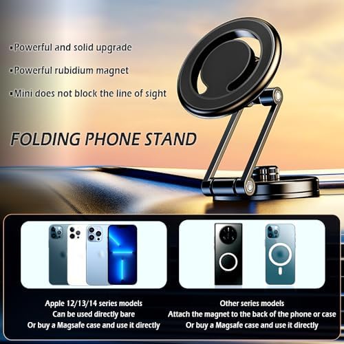 Salior Universal Magnetic Phone Holder for Car – 48 N50 Super Strong Magnets, 360-Degree Adjustable Mount for Ultimate Viewing Flexibility, Sleek Black Design, Effortless One-Handed Operation, Compatible with All Smartphones for Enhanced Driving Safety and Convenience