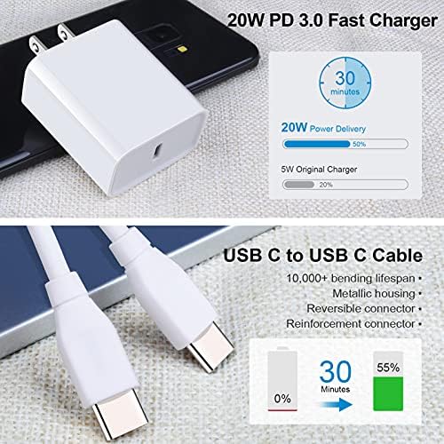 20 W USB C Fast Charger with 6 ft USB C to C Cable – Rapid Charging Solution for Samsung Galaxy S25 Ultra, S24 FE, Pixel 9, and More – Compact, Durable, and Travel-Friendly Charger to Power Your Android Devices Efficiently