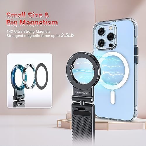 PROfezzion Magnetic Airplane Phone Holder for Mag Safe iPhone 16 15 14 13 12 & All Phone, 360°Rotation Travel Must Have Handsfree Phone Mount for Desk/Tray Table Travel Accessory – Enhanced Compatibility and Speed