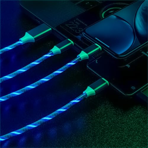 Transform Your Charging Routine with the 6-Foot 3-in-1 LED Charging Cable – Fast Charge & Data Transfer for Micro USB, Lightning, and USB-C Devices – Eye-Catching Glowing Design, Durable Construction Perfect for Home, Office, and Travel Use