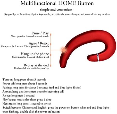 Revolutionary Ear Hook Bluetooth Wireless Headphones – Comfort-Focused Noise Cancelling Earphones with Microphone for Android & i Phone Compatibility (Red) – Effortless Connectivity, Ultimate Sound Quality, and Ergonomic Design for All-Day Wear