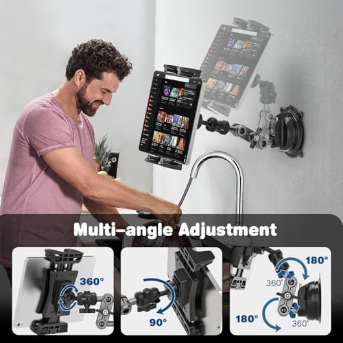 Heavy-Duty Tablet Mount for Trucks – Universal 360° Suction Cup and Adhesive Base Holder for i Pad Pro, Air, Mini, Galaxy Tab & Smartphones – Secure, Adjustable Viewing for Safe Navigation and Entertainment on the Go