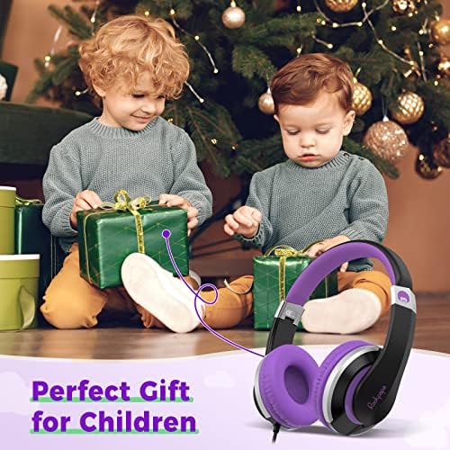 Rockpapa HS20 Kids Wired Headphones – Super Lightweight & Foldable Design with Integrated Microphone, Perfect for School, Travel & Entertainment – Compatible with Tablets & Smartphones, Stylish Black & Orange for Ages 3-15, Ideal for Learning, Play, and Hands-Free Communication