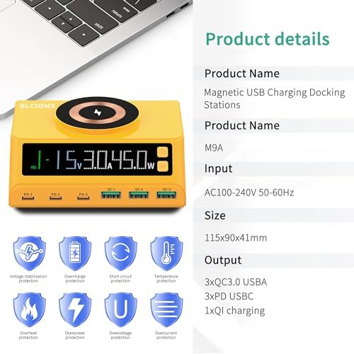 Ultimate 110 W USB C Multi-Device Charging Station – 6-Port Fast Charger with Magnetic Wireless Dock for i Phone, i Pad, Mac Book, Samsung Tablets, and Android Devices – Enhanced Ga N Technology for Superior Speed and Universal Compatibility
