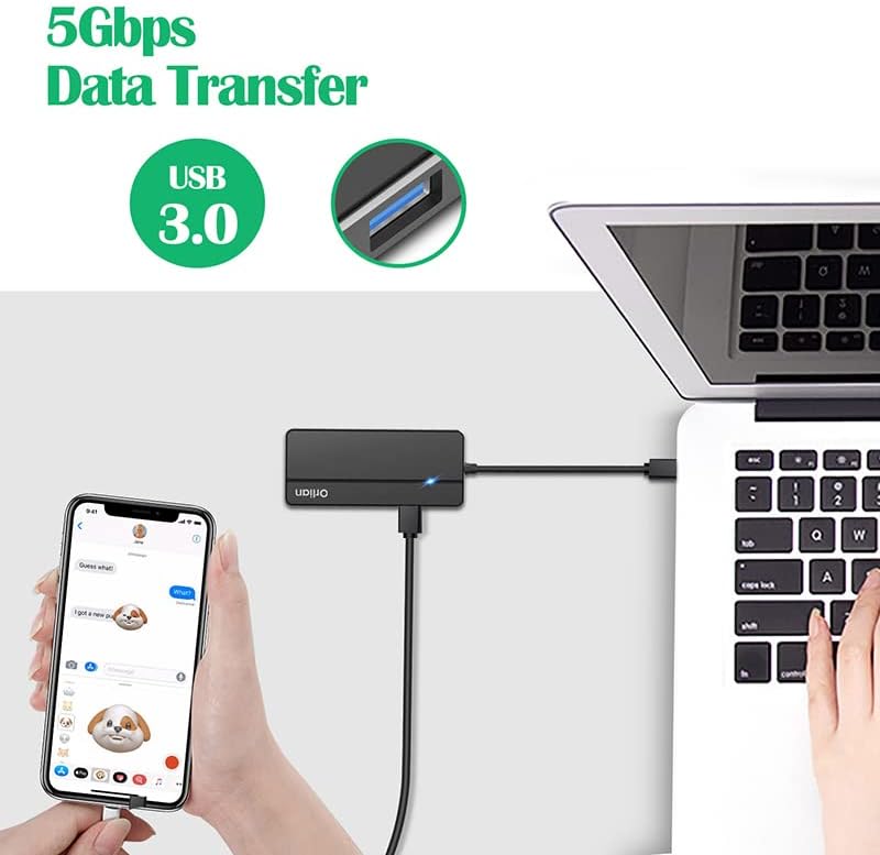 Ultra-Slim 4-Port USB 3.0 Hub – High-Speed Data Transfer Up to 5 Gbps | Compact USB Splitter for PC, Laptop, Chromebook, PS4 & Xbox | LED Indicator, Enhanced Compatibility | Perfect for Multitasking on the Go