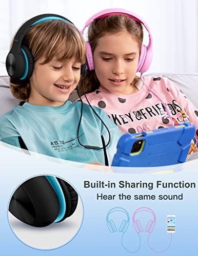 Premium Kids Over-Ear Headphones with Built-In Microphone – Safe Volume Control, Lightweight Dark Green Design for Online Learning & Travel, HD Sound Quality, Collaborative Audio Sharing Feature for Enhanced Learning Experiences
