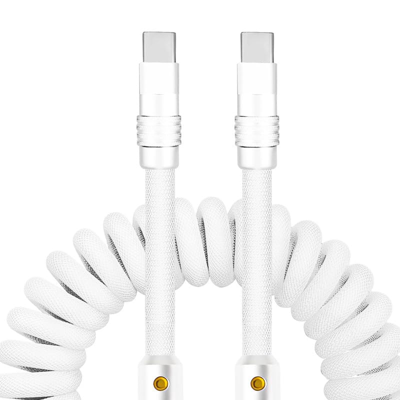 Experience Unmatched Charging Versatility with the Chubbycable Curly Chubby – 240 W High-Speed Retractable USB-C Cable, Extends 2.29 to 3.6 FT, Ideal for Car Play & Android Auto, Stylish Dark Blue and Green Coiled Design for Effortless Organization and Durability