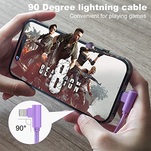 Premium 10 FT Nylon Braided i Phone Charger 3-Pack – MFi Certified USB A to Lightning Cables with 90-Degree Connector Design for Effortless Charging Compatibility with i Phone 14/13/12/11/X/Max/8/7/6/6 S/5/5 S/SE/Plus/i Pad – Fast Charging & Durable Performance for Everyday Use