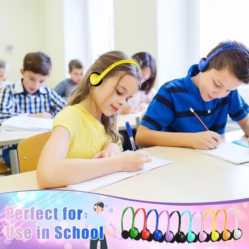 Vibrant 20-Pack Adjustable Classroom Headphones – Premium Wired Earphones for Enhanced Learning Engagement | Ideal for Schools, Libraries & Home Use | Durable, Comfortable Fit in a Colorful Variety for All Ages