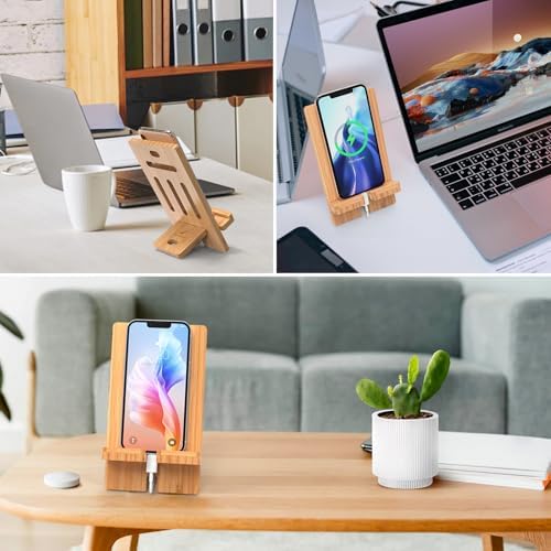 Pezin & Hulin Eco-Friendly Bamboo Adjustable Tablet Stand – Premium Multi-Angle Holder for i Pads, Smartphones, and E-Readers (Fits Devices 4.7″ to 13″) – Transform Your Workspace with Stylish Comfort and Enhanced Viewing Experience