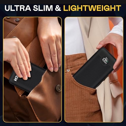Ultimate Travel Power Bank: 10,000 m Ah Portable Charger with Built-in Cables for Fast Charging – 22.5 W Multi-Device Support for i Phone and Samsung – Compact and Durable External Battery with 5 Output Ports for On-the-Go Convenience