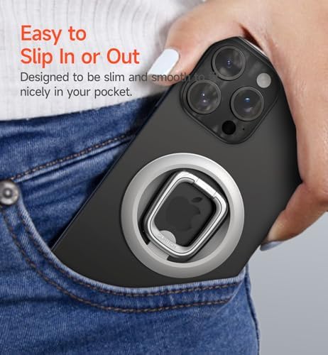 SURITCH Mag Safe Phone Grip – Innovative Magnetic Ring Holder for i Phone 15 Series, 360-Degree Adjustable Kickstand for Optimal Viewing, Ergonomic Design for Secure Handling, Sleek Silver Finish, Seamless Compatibility with Mag Safe Cases – Transform Your Mobile Experience