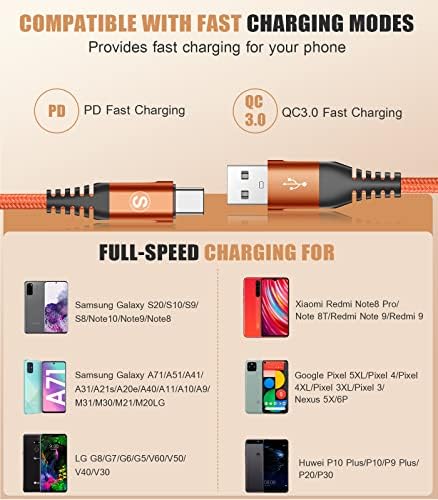 sweguard 3.1 A Fast Charging USB Type C Cable – 2 Pack 6.6 ft Nylon Braided Charger for Samsung Galaxy, LG, Moto, PS5 – Durable, Tangle-Free, High-Speed Data Sync – Ultimate Compatibility and Convenience in Pink