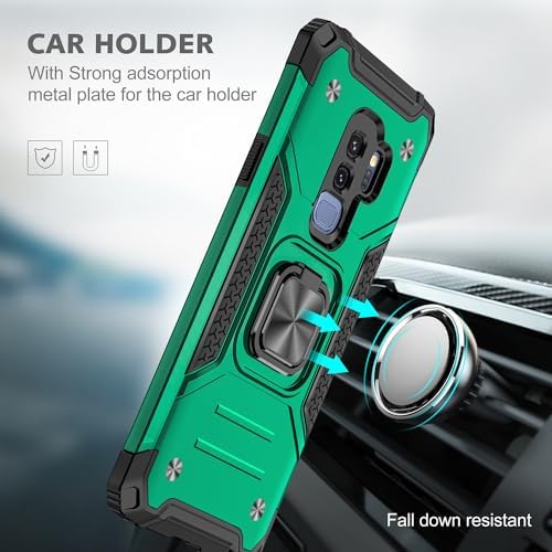 Rugged Military-Grade Shockproof Case for Samsung Galaxy S9 Plus – Red Armor with Built-in Kickstand and Magnetic Car Mount for Ultimate Protection and Style – Perfect for Active Lifestyles