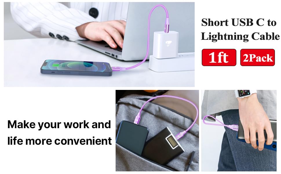 6 FT USB C to Lightning Charging Cable 2 Pack – MFi Certified Braided Fast Charger for i Phone 14/13/12 Series and i Pad – Durable, High-Speed Data Transfer and Enhanced Compatibility for All Apple Devices