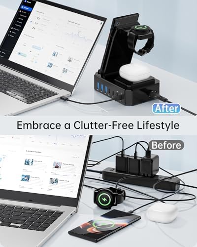 Ultimate 10-in-1 Wireless Charging Station for Samsung Devices – 300 W Power Hub with 65 W USB C Fast Charging for S25 Ultra/S24/S23/S22/Note 20, Galaxy Watch Ultra 7/6/5 & Galaxy Buds – Multi-Device Convenience and Rapid Power Delivery, Ideal for Home & Office Use