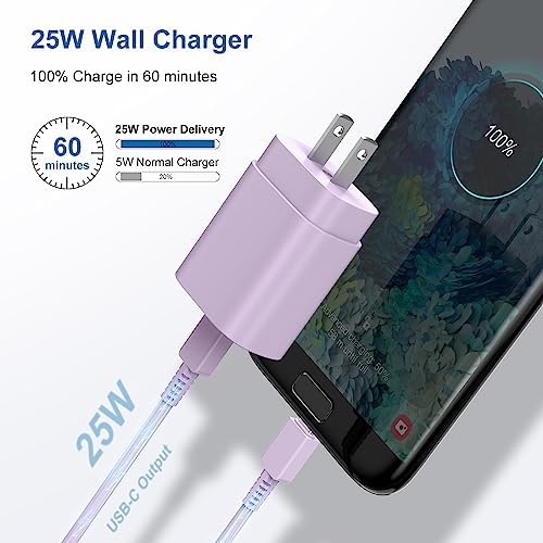 Ultra-Fast 25 W PD Type C Charger Duo with 6 ft USB-C Cables – Essential Charging Set for Android Galaxy S25, S24, S23, S22, S21, Note Series – Compact Design, Enhanced Safety Features, Ideal for Home & Travel