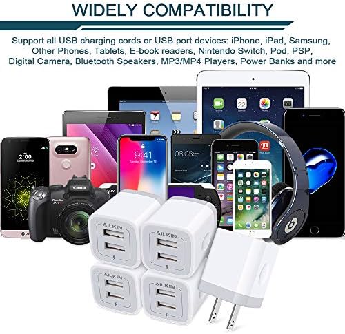 5-Pack Dual Port USB Wall Charger – Fast Charging Power Adapter Cube for i Phone 16, Samsung Galaxy, and More – Compact Travel Brick with Safety Features for Quick Device Charging and Enhanced Compatibility – Ideal for Home and On-the-Go Use