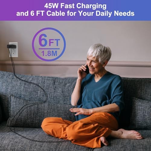 45 W USB C Charger Duo Pack – Ultra-Fast PPS Wall Adapter for Samsung Galaxy S25, S24, S23 Ultra & More – Includes 6 ft Type C Charging Cable for Enhanced Performance & Safety – Perfect for Home & Travel Use