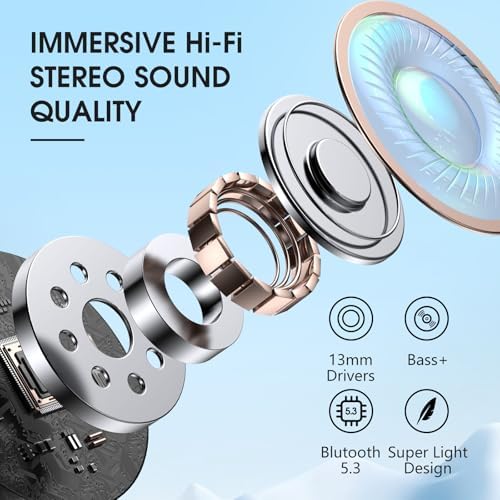 Unleash Superior Audio Performance with Sea Blue Wireless Earbuds – Featuring Bluetooth 5.3 for Rapid Connection, 40-Hour Endurance, Deep Bass Enhancement, and Noise Cancelling Technology – IP7 Waterproof for All-Weather Use with i Phone & Android Compatibility