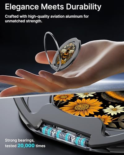 typecase Folding Phone Stand: Foldable Smartphone Holder for Desk – Ultra Thin Adjustable Kickstand – Magnetic Phone Grip Home Desk Accessories Compatible with Phone Tablets – Enhanced Compatibility and Speed