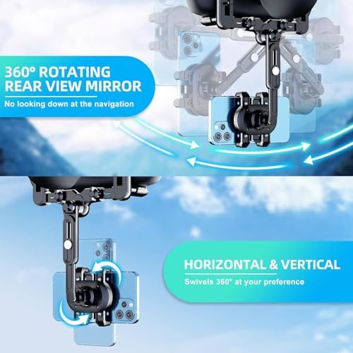 Universal 360° Rotatable Car Phone Holder – Adjustable Rearview Mirror Mount for All Smartphones – Secure, Retractable Design for Enhanced Accessibility and Safety While Driving – Ideal for Navigation and Hands-Free Calls – Durable Construction for Long-lasting Use
