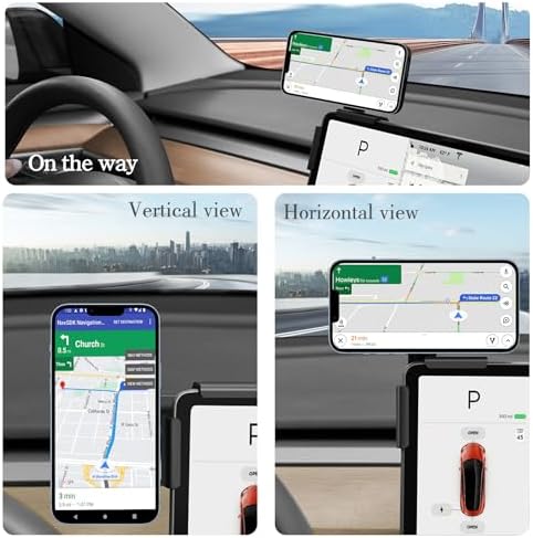 15 W Wireless Fast Charging Magnetic Phone Mount for Tesla Model Y & Model 3 – Ultimate Holder for i Phone 12-16 & Android Devices, Includes 5 ft USB-C Cable, Perfect for Safe Navigation and Hands-Free Use – Modern Tesla Accessory