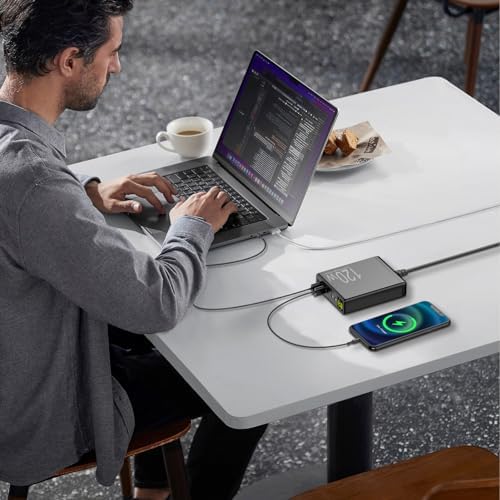 High-Power 120 W Multi-Port Desktop Charging Station with PD66 W Fast Charging – Versatile USB-C Connectivity for Mac Book, i Pad, i Phone 15/14/13/12, and More – Sleek Black Design for Home and Office Efficiency