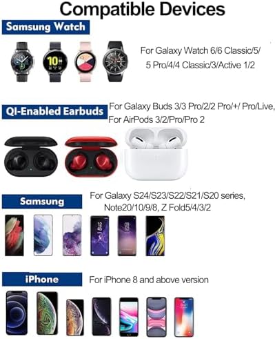 Ultimate 3-in-1 Wireless Charging Station for Samsung Galaxy Devices – Fast Qi-Certified Charger for S25 Ultra, S24, S23, Note 20, Z Flip 6 & Fold 6 – Dedicated Dock for Galaxy Watch 6/5 & Buds 3/3 Pro – Sleek, Portable Design Perfect for Home, Office, or Travel – Ideal Gift for Tech Enthusiasts