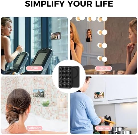 AHASTYLE Silicone Suction Phone Case Stand for iPhone 16/15/14/13/12 Series, Magnetic Suction Cup Phone Mount for iPhone MagSafe Phone Case, Mirror Shower Phone Holder, for TikTok Videos and Selfies – Enhanced Compatibility and Speed