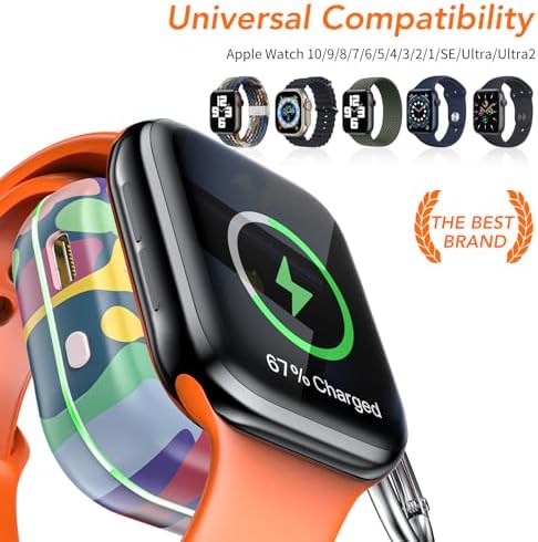 HUOTO Compact Magnetic Wireless Charger for Apple Watch – 1200 m Ah Portable Power Bank Keychain, Compatible with Series 10/9/8/Ultra 2/Ultra/7/6/5/4/3/2/SE, Ideal Travel Accessory for Effortless Charging On-the-Go