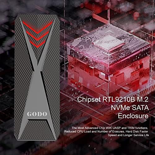 GODO RGB M.2 PCIe NVMe & SATA External SSD Enclosure – Ultra-Fast USB-C Adapter with Tool-Free Installation, 10 Gbps Transfer Speed, UASP & TRIM Support, Stylish RGB Lighting for Enhanced Portability and Performance