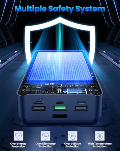 Ultimate 60000 m Ah Portable Charger – 22.5 W High-Speed Power Bank with LED Display, Multi-Device Support & Versatile USB-C, Micro USB, Lightning Inputs – Ideal for Travel, Camping, and Everyday Use – Stay Charged Anywhere, Anytime